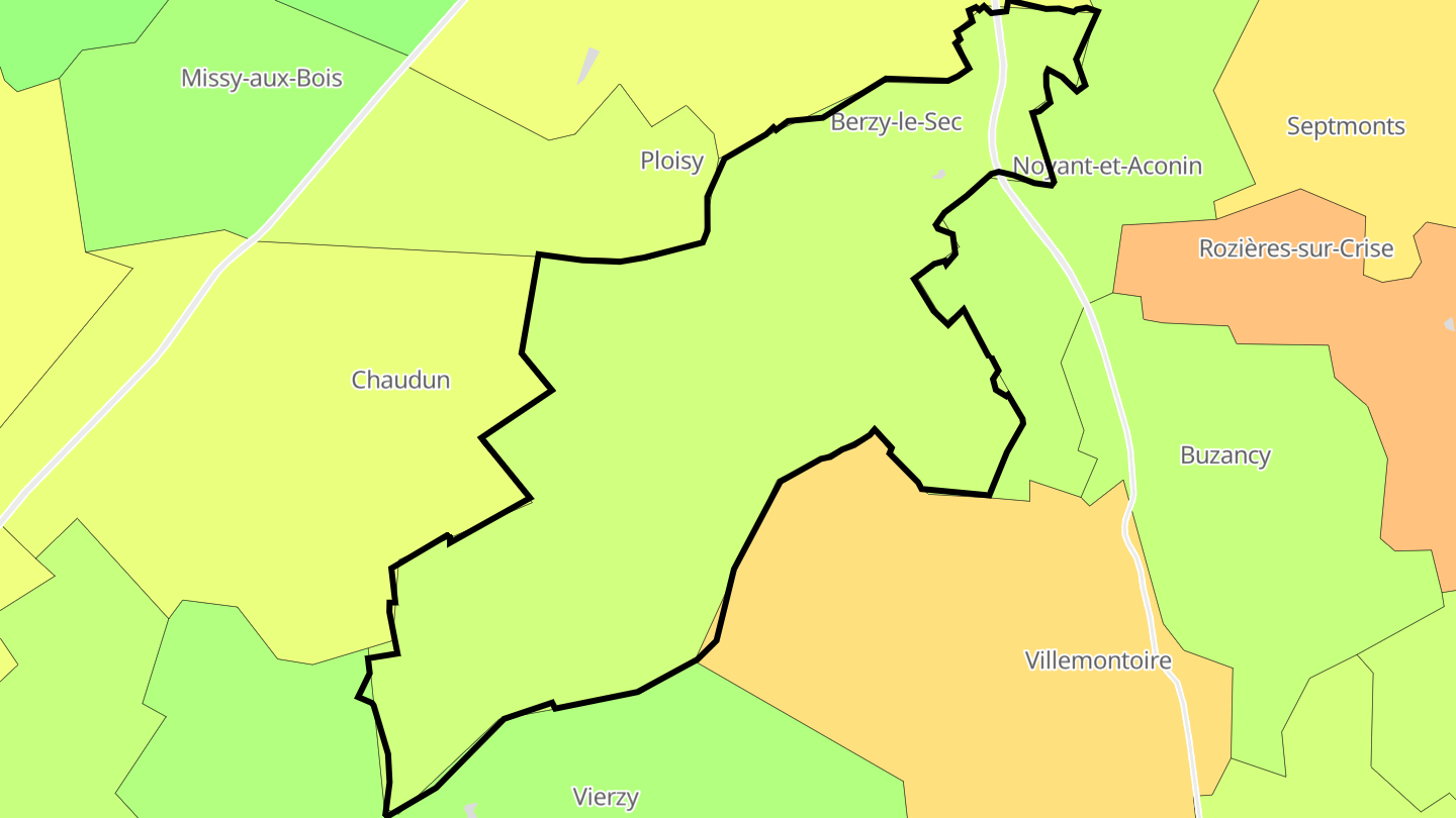 Carte des prix de l'immobilier Berzy-le-Sec