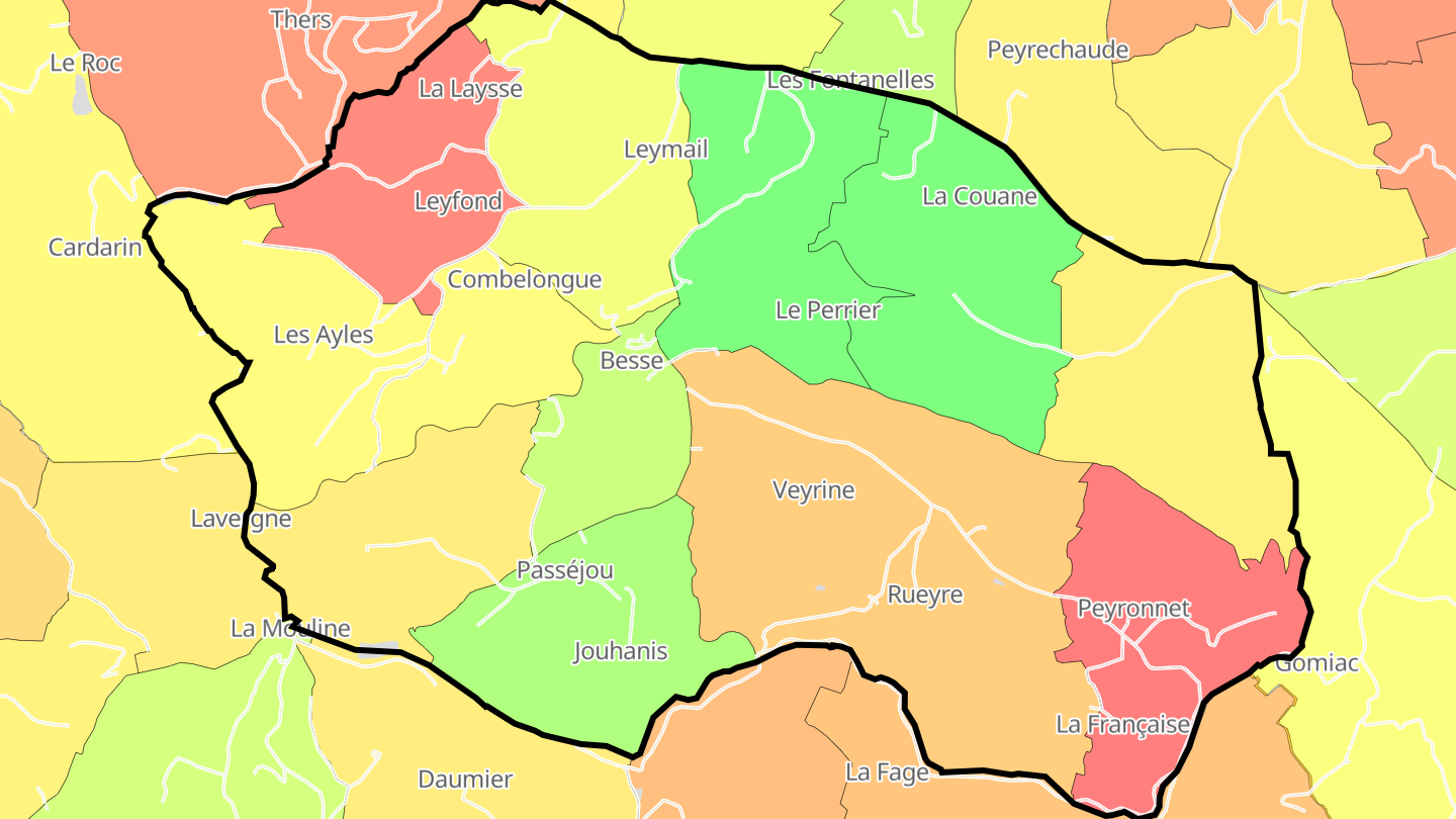 Carte des prix de l'immobilier Besse