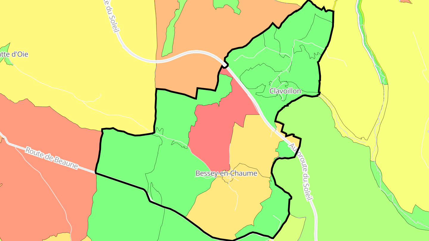 Carte des prix de l'immobilier Bessey-en-Chaume