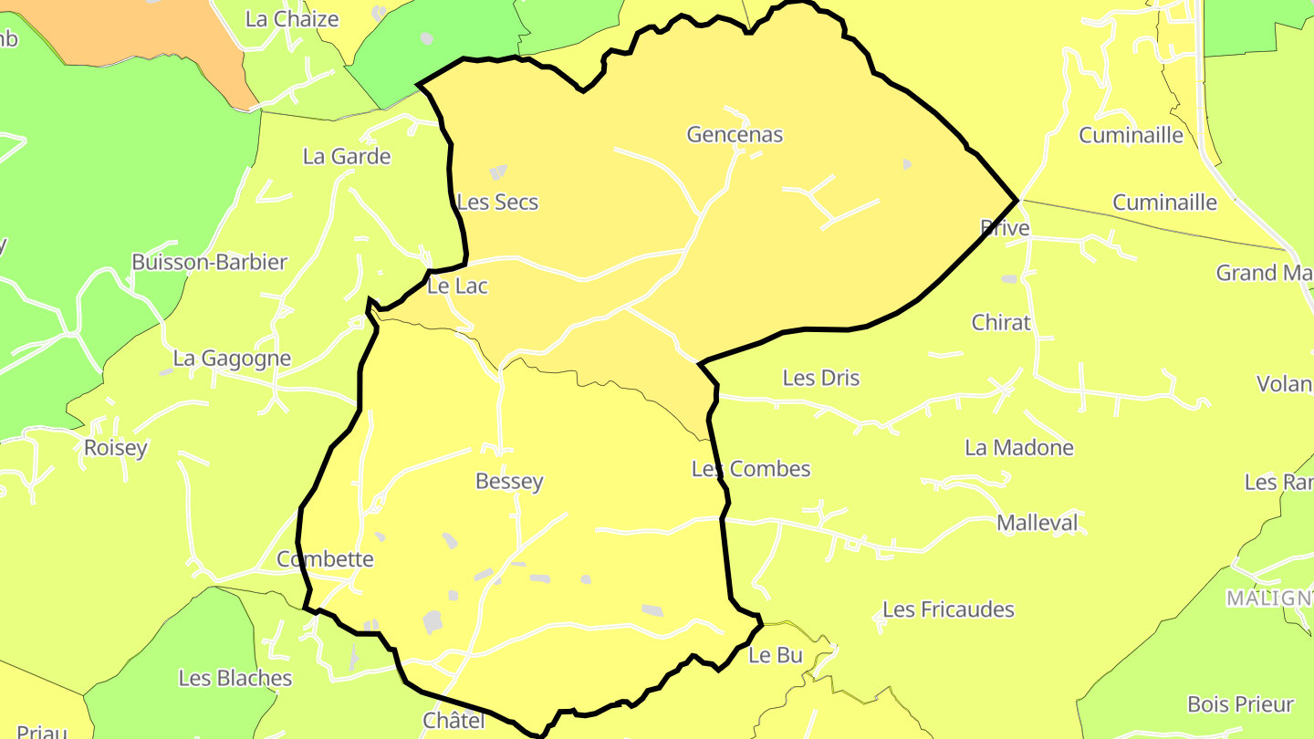 Carte des prix de l'immobilier Bessey