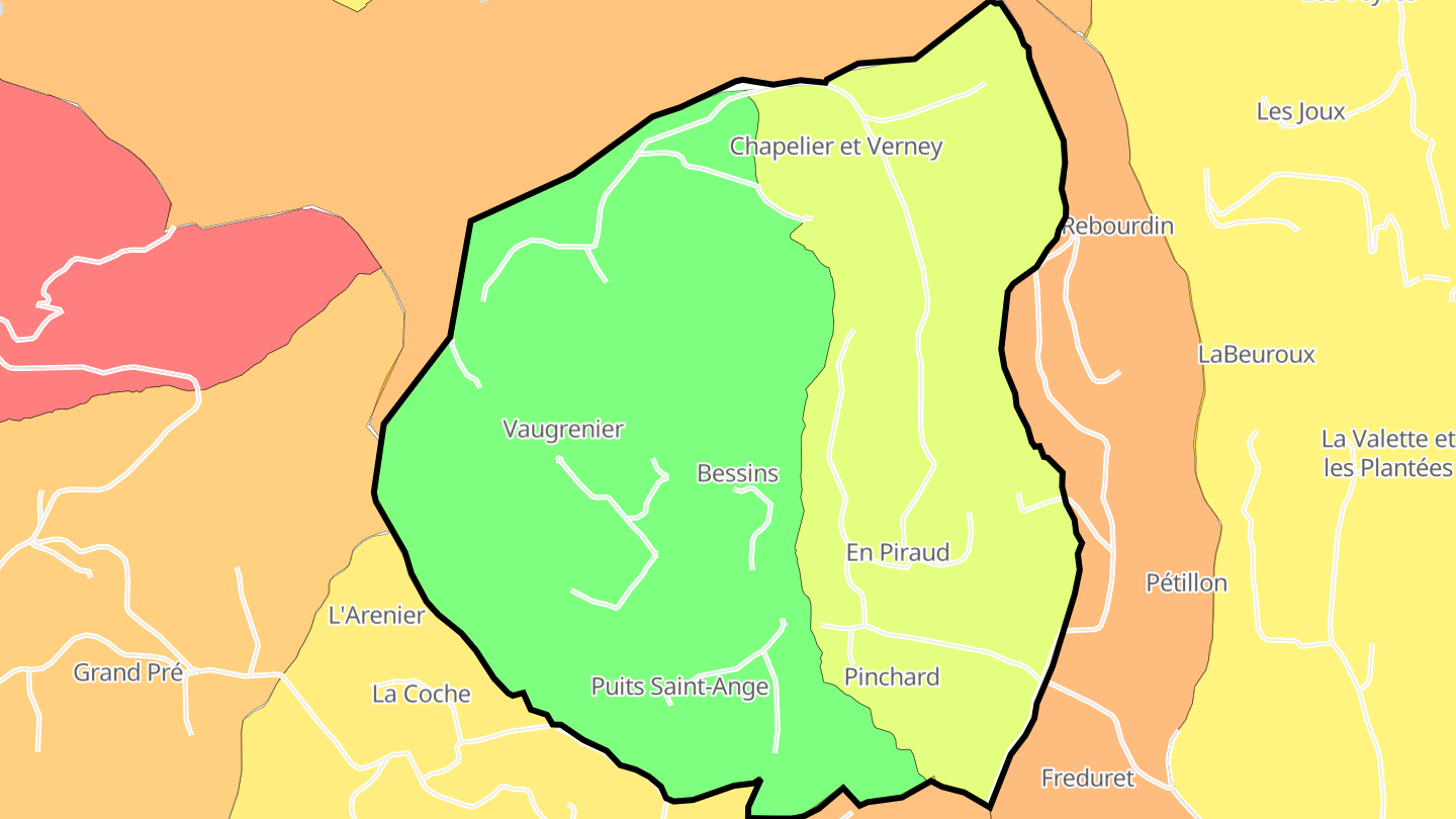 Carte des prix de l'immobilier Bessins