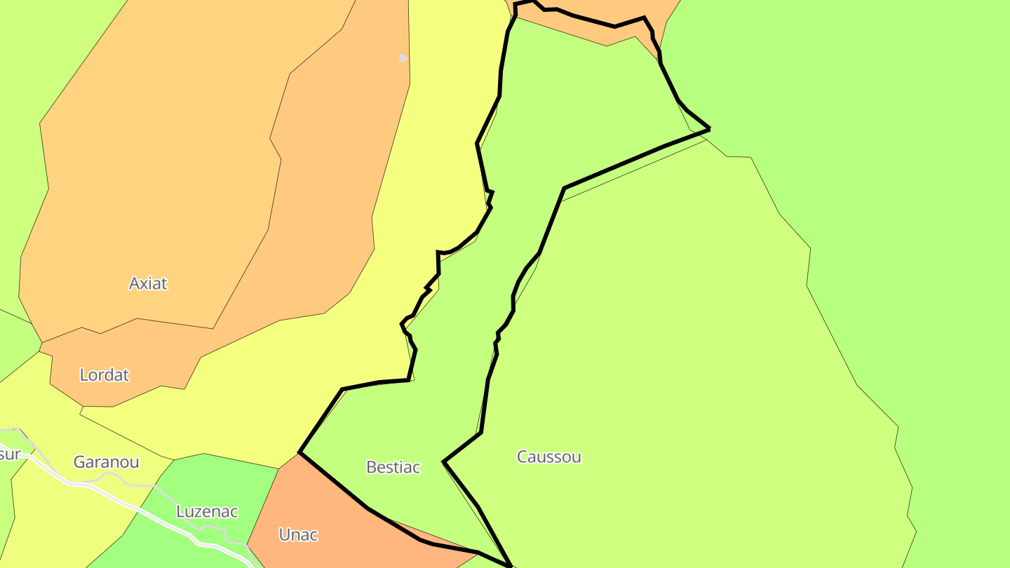 Carte des prix de l'immobilier Bestiac