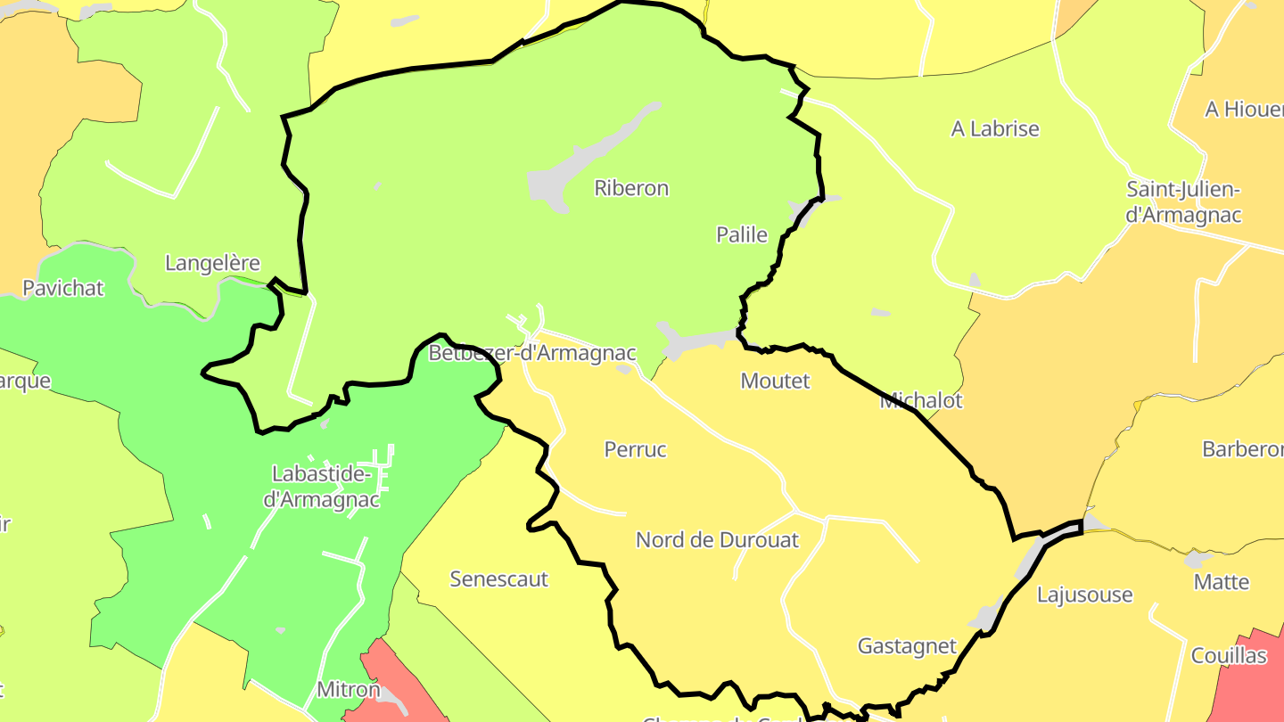 Carte des prix de l'immobilier Betbezer-d'Armagnac