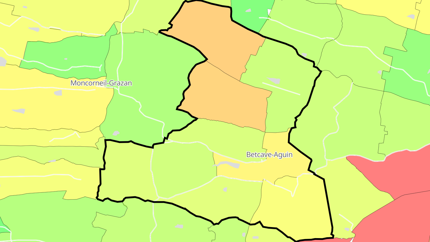 Carte des prix de l'immobilier Betcave-Aguin