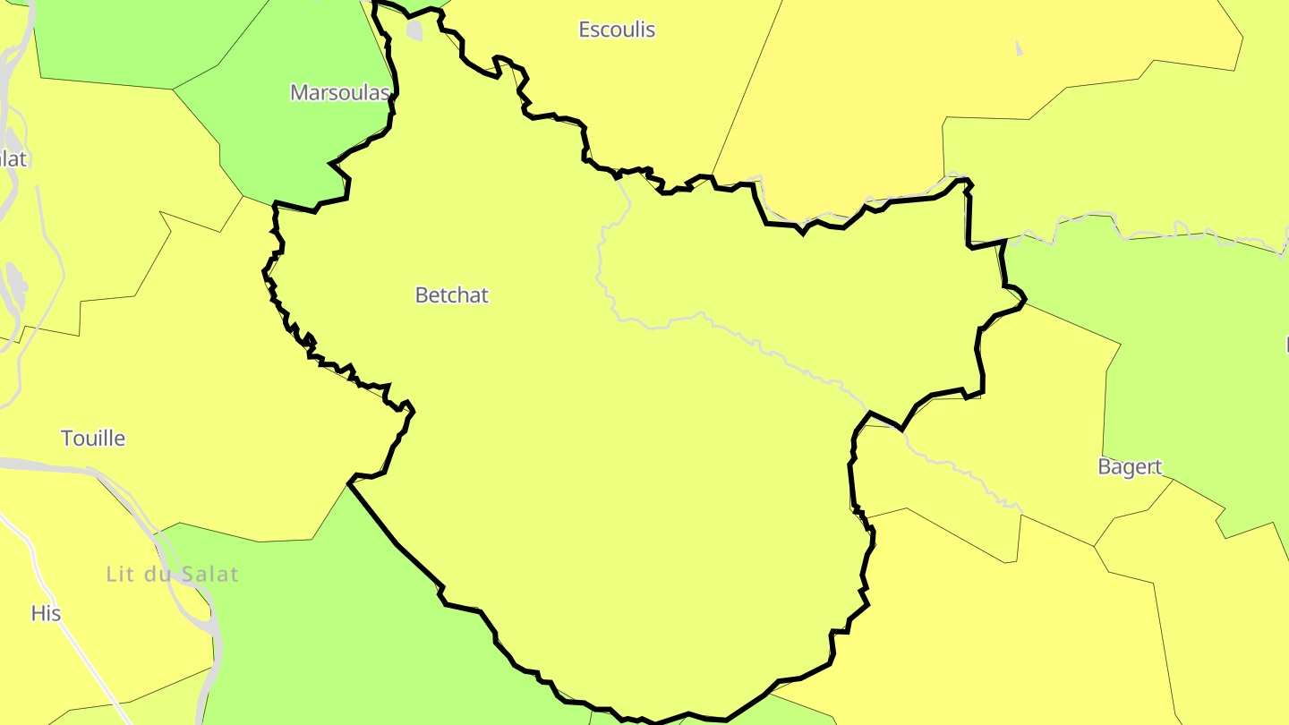 Carte des prix de l'immobilier Betchat