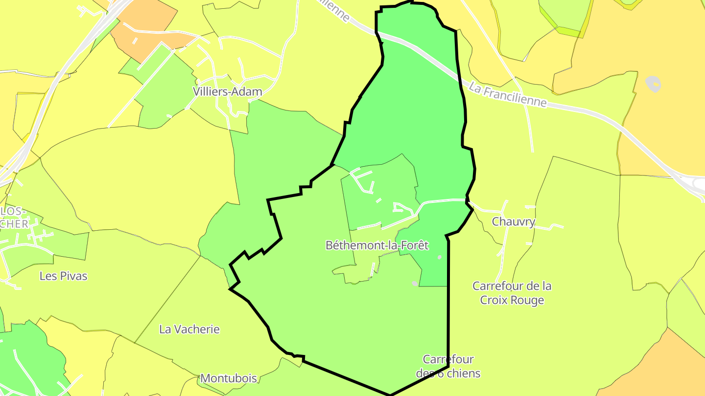 Carte des prix de l'immobilier Béthemont-la-Forêt