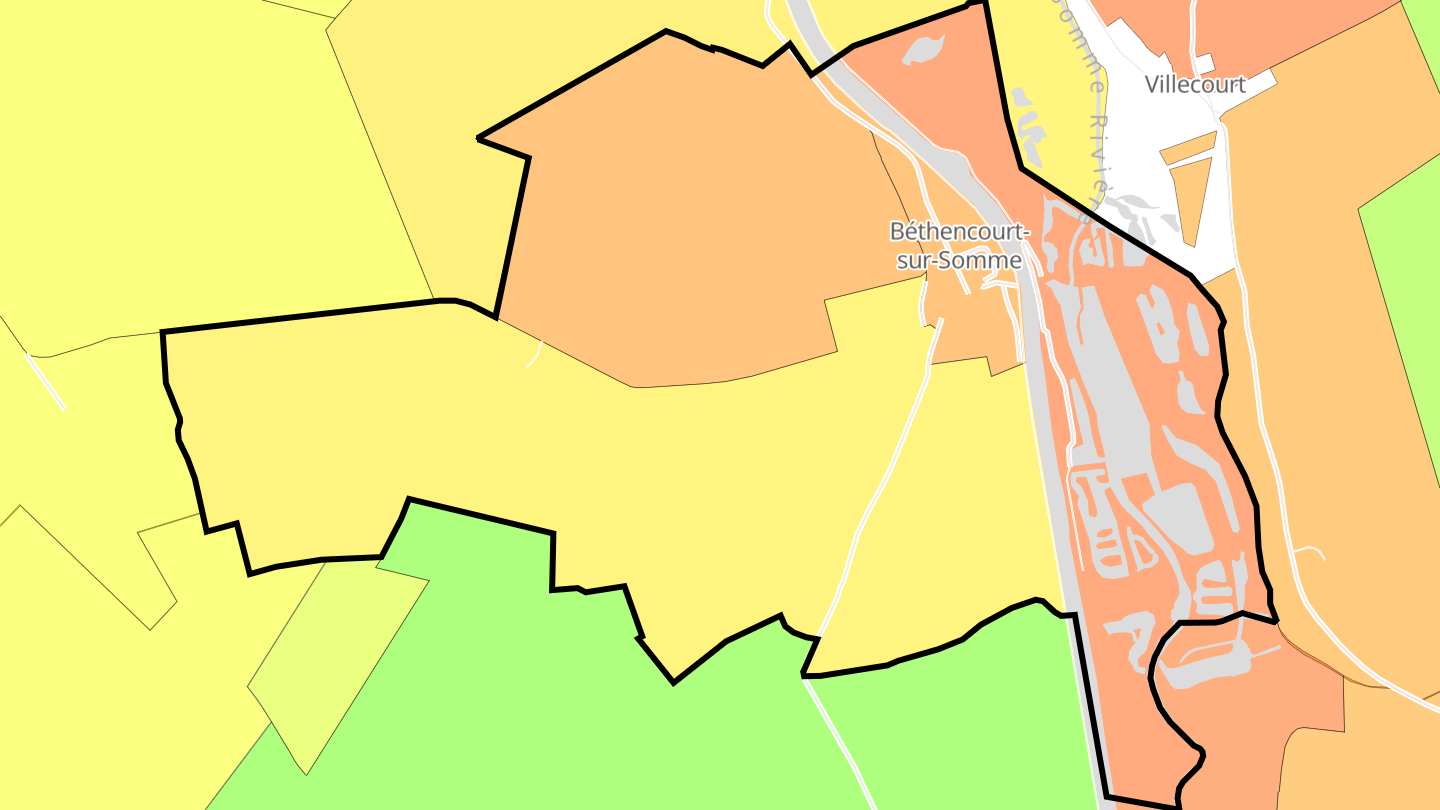 Carte des prix de l'immobilier Béthencourt-sur-Somme