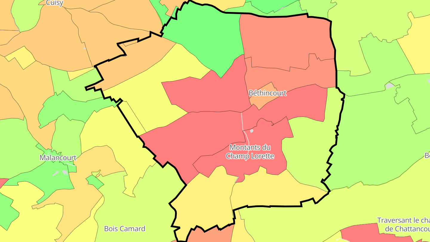 Carte des prix de l'immobilier Béthincourt