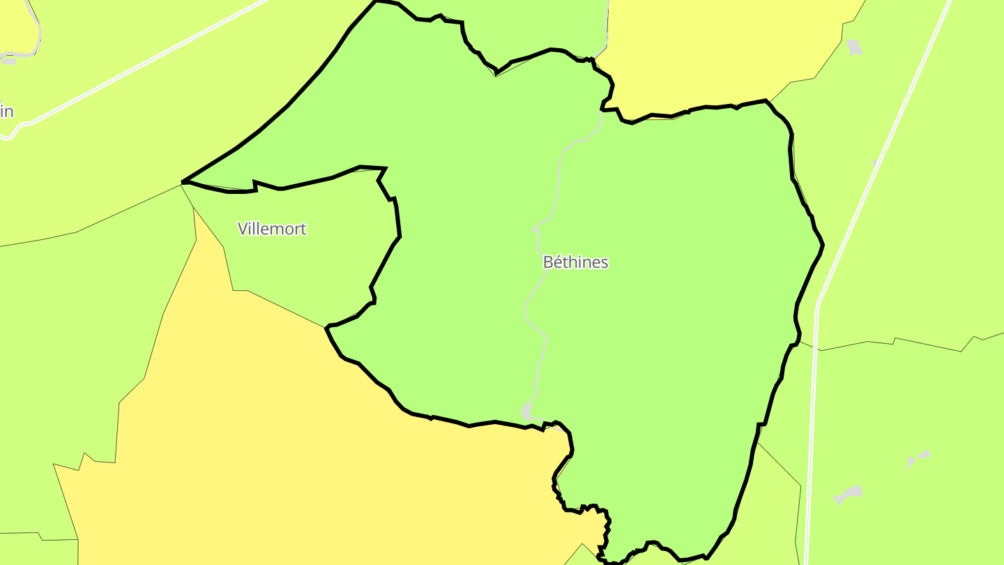 Carte des prix de l'immobilier Béthines
