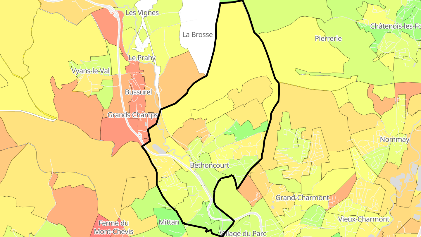 Carte des prix de l'immobilier Bethoncourt