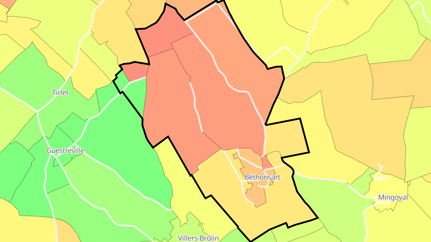 Carte des prix de l'immobilier Béthonsart
