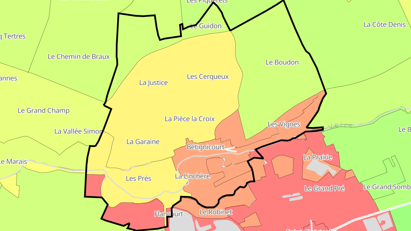 Carte des prix de l'immobilier Bétignicourt