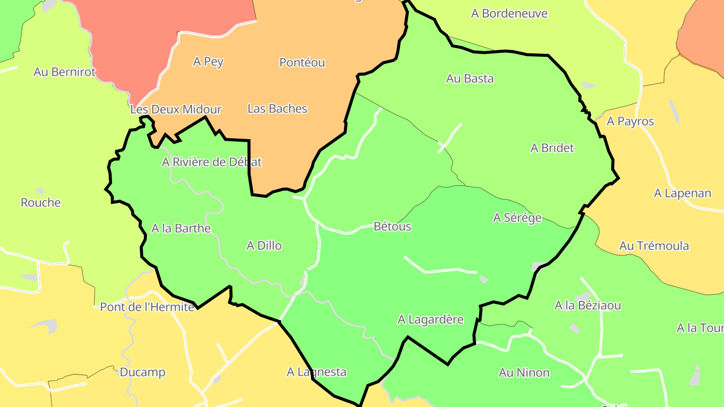 Carte des prix de l'immobilier Bétous