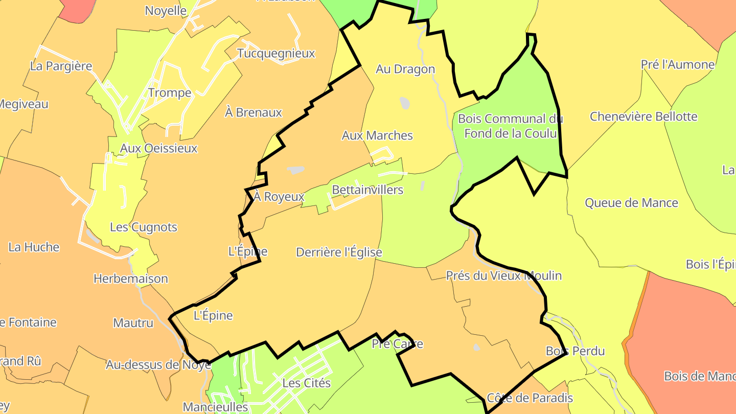 Carte des prix de l'immobilier Bettainvillers
