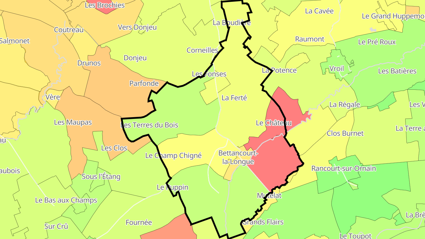 Carte des prix de l'immobilier Bettancourt-la-Longue
