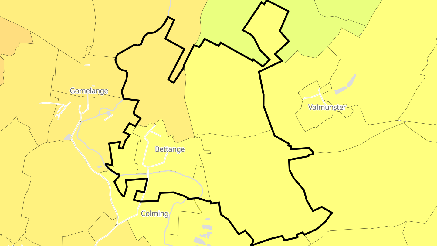Carte des prix de l'immobilier Bettange