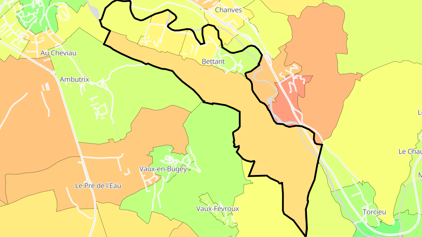 Carte des prix de l'immobilier Bettant