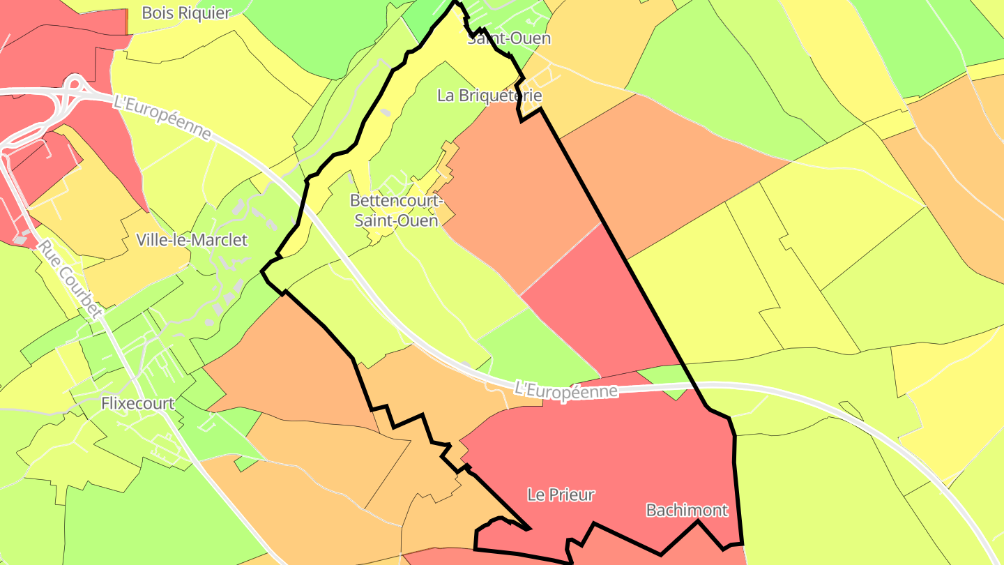 Carte des prix de l'immobilier Bettencourt-Saint-Ouen