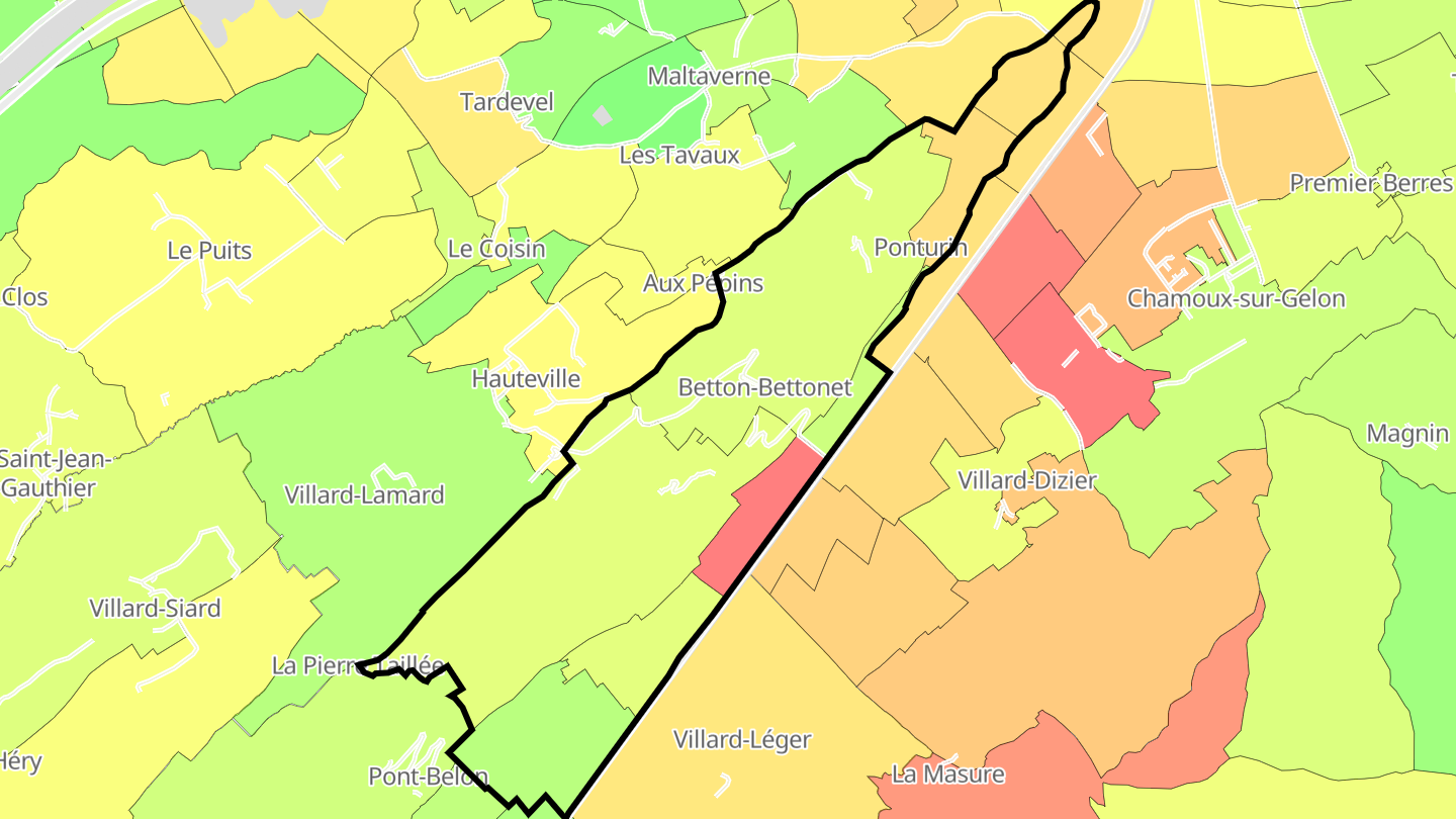 Carte des prix de l'immobilier Betton-Bettonet