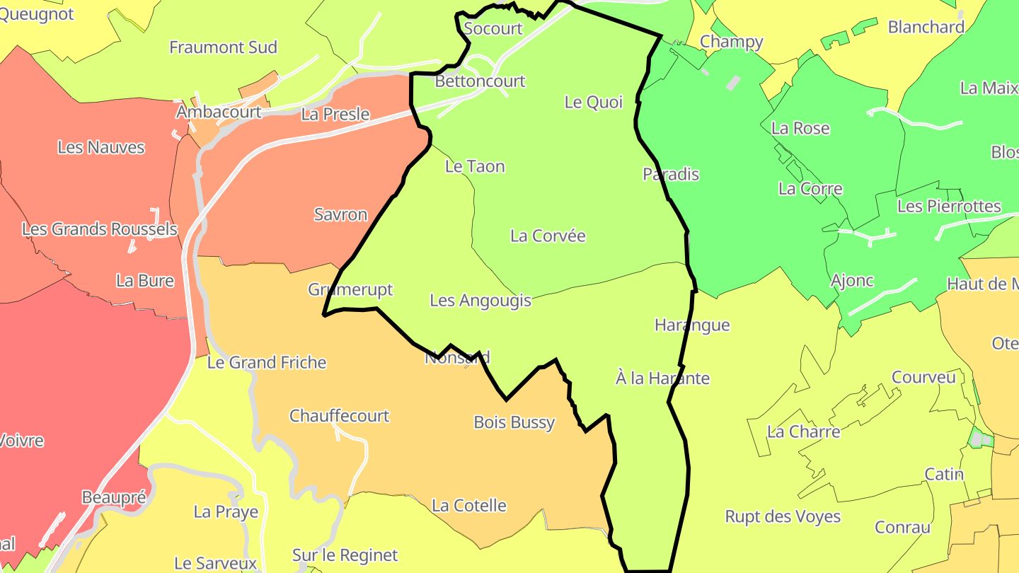 Carte des prix de l'immobilier Bettoncourt