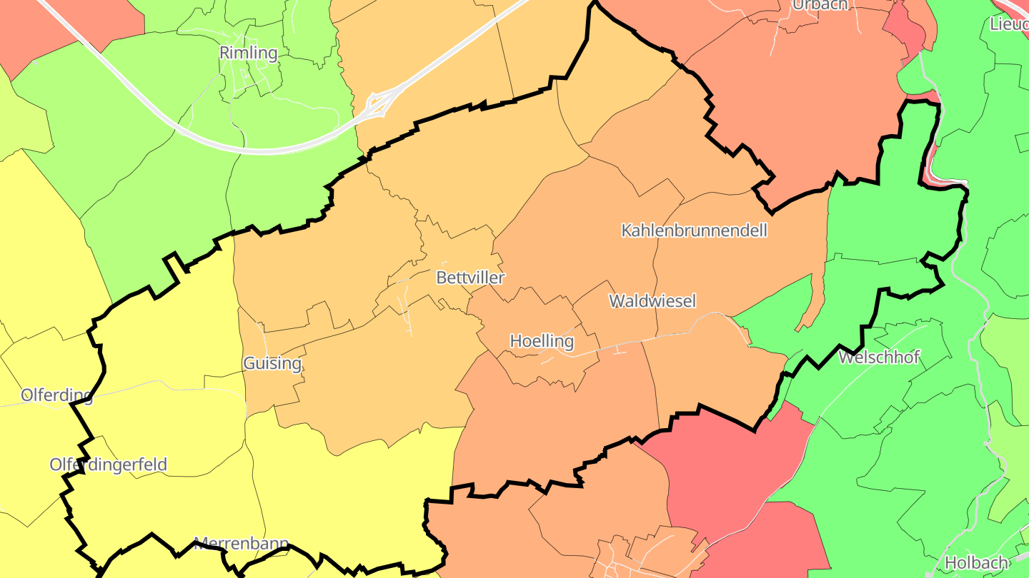 Carte des prix de l'immobilier Bettviller