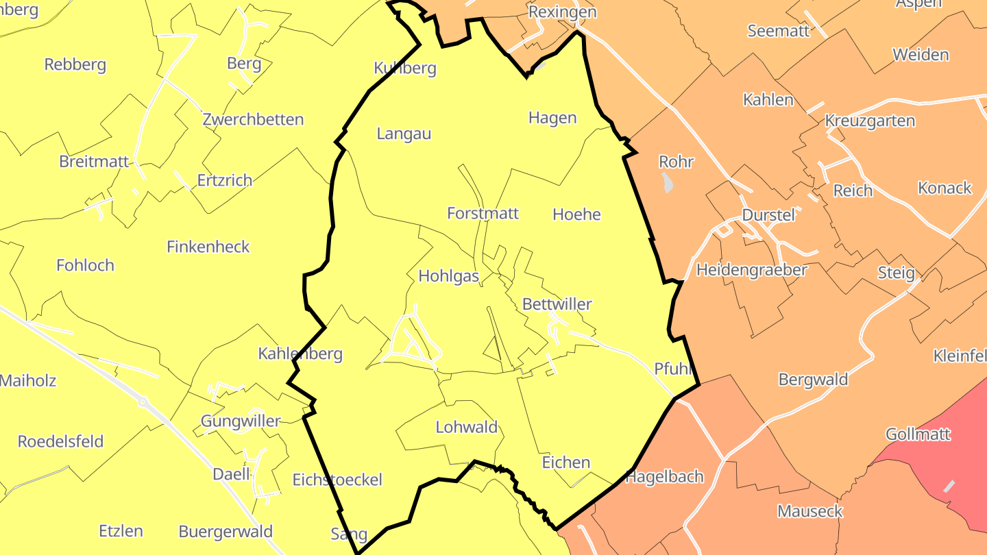 Carte des prix de l'immobilier Bettwiller