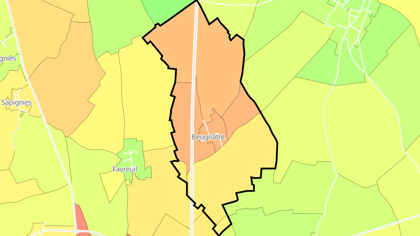 Carte des prix de l'immobilier Beugnâtre