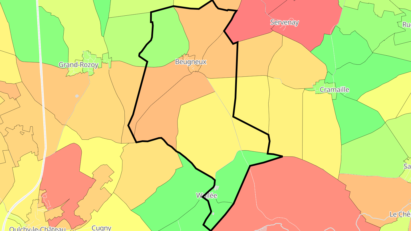 Carte des prix de l'immobilier Beugneux