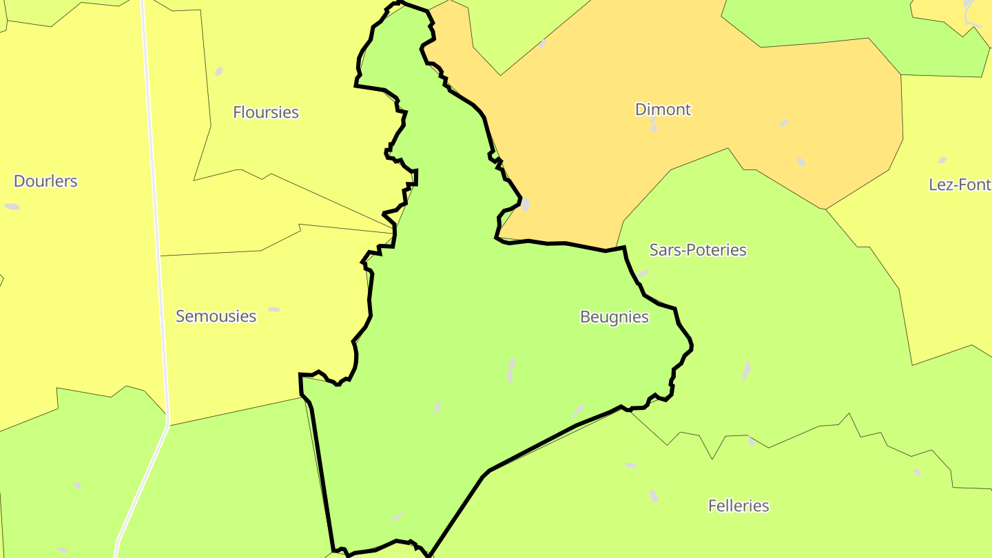 Carte des prix de l'immobilier Beugnies