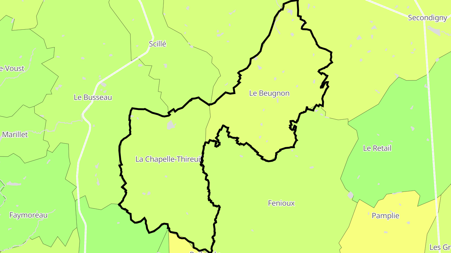 Carte des prix de l'immobilier Beugnon-Thireuil