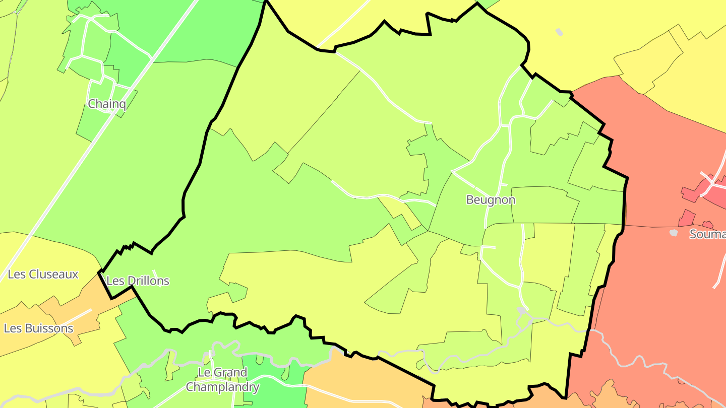 Carte des prix de l'immobilier Beugnon