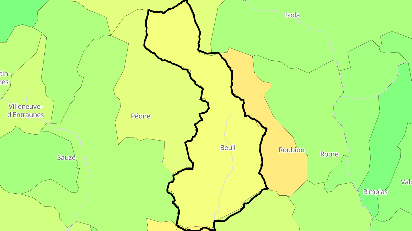 Carte des prix de l'immobilier Beuil