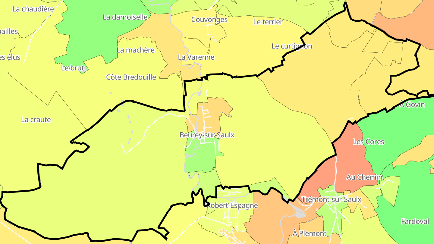 Carte des prix de l'immobilier Beurey-sur-Saulx