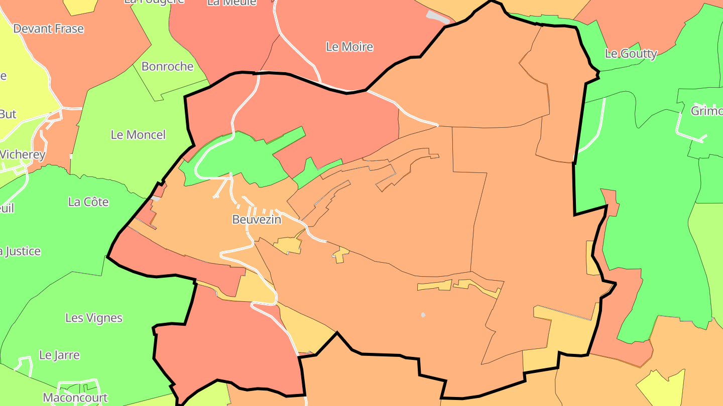 Carte des prix de l'immobilier Beuvezin