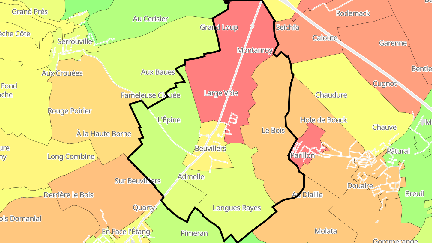 Carte des prix de l'immobilier Beuvillers