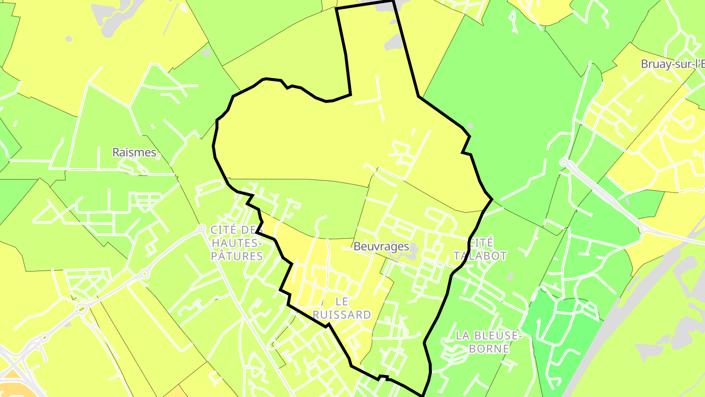 Carte des prix de l'immobilier Beuvrages