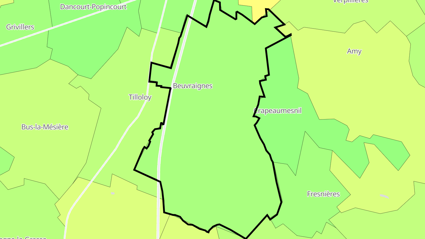 Carte des prix de l'immobilier Beuvraignes