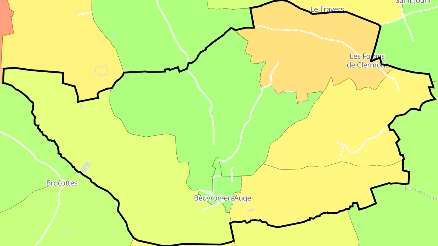 Carte des prix de l'immobilier Beuvron-en-Auge