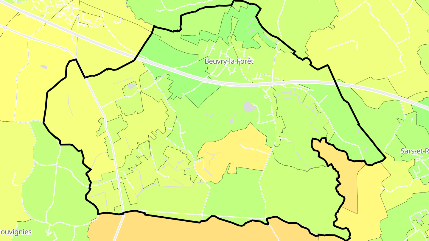 Carte des prix de l'immobilier Beuvry-la-Forêt