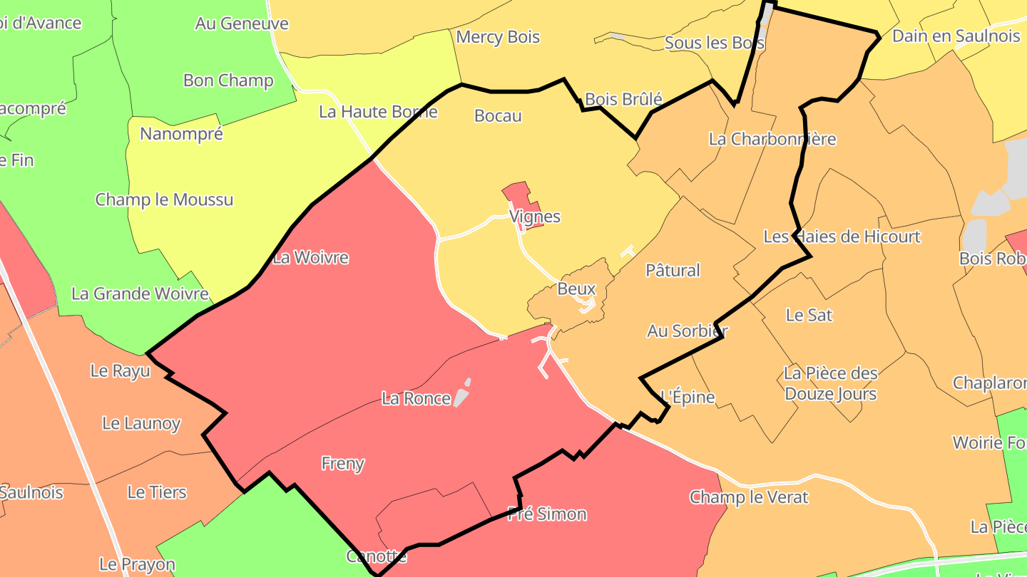 Carte des prix de l'immobilier Beux