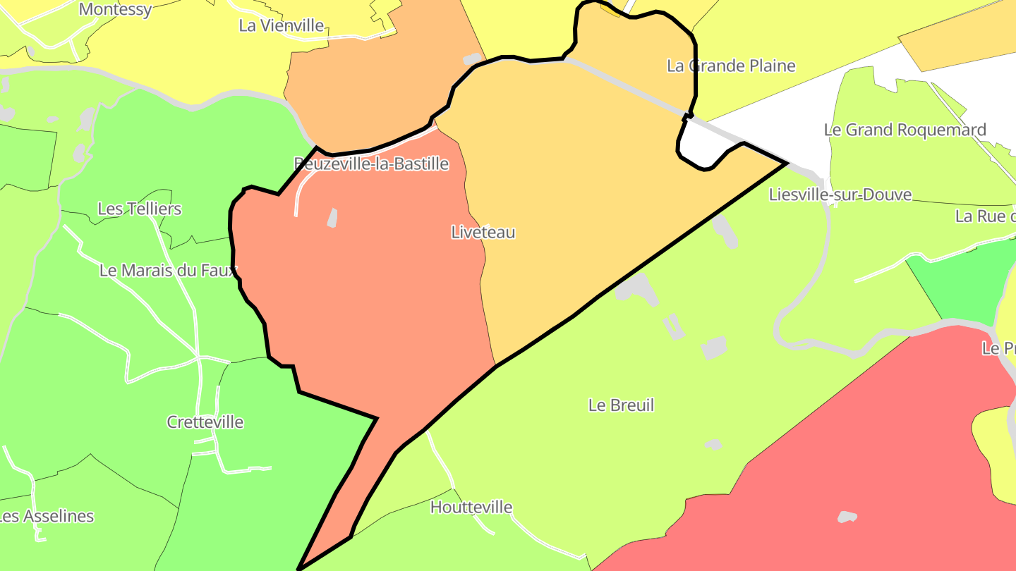 Carte des prix de l'immobilier Beuzeville-la-Bastille