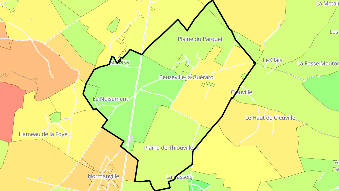 Carte des prix de l'immobilier Beuzeville-la-Guérard