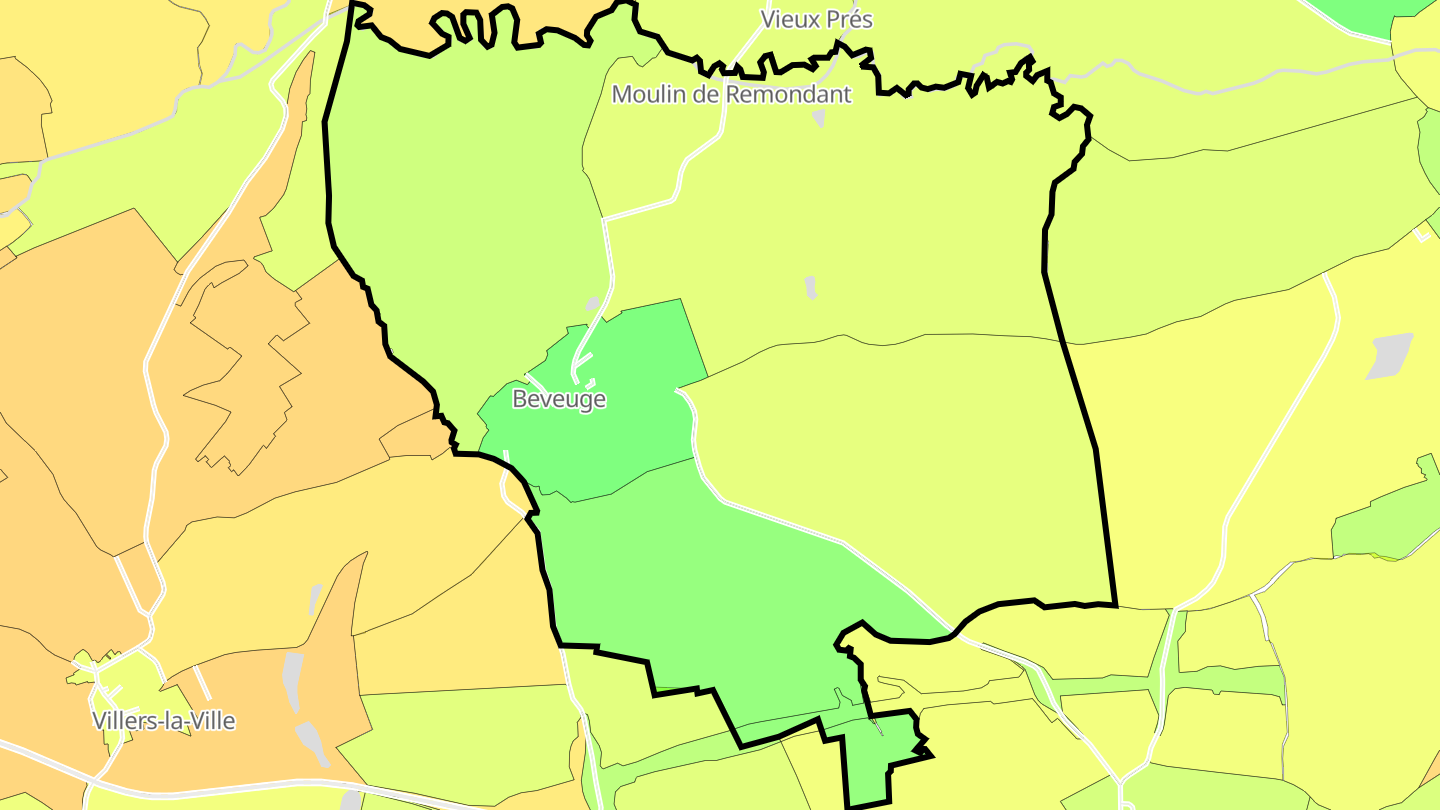 Carte des prix de l'immobilier Beveuge