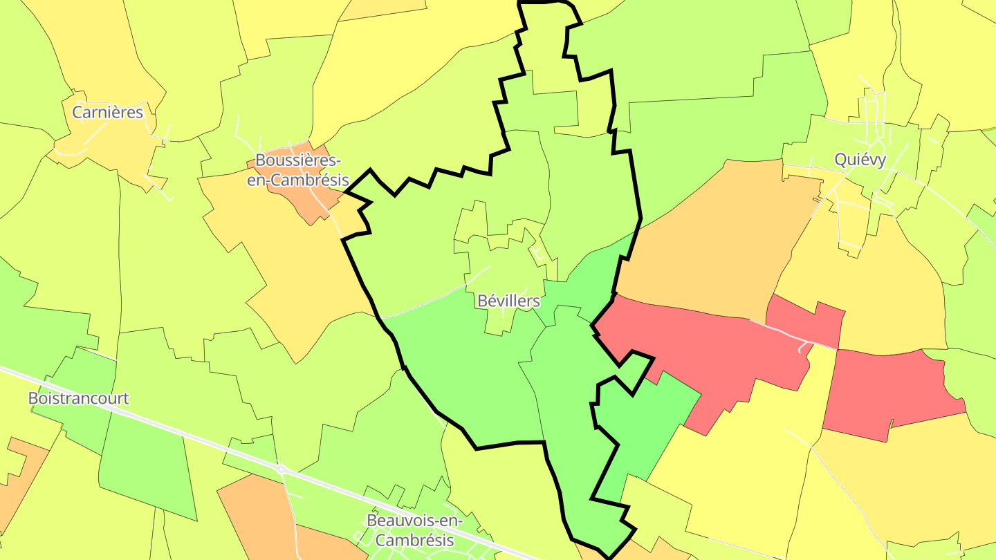 Carte des prix de l'immobilier Bévillers