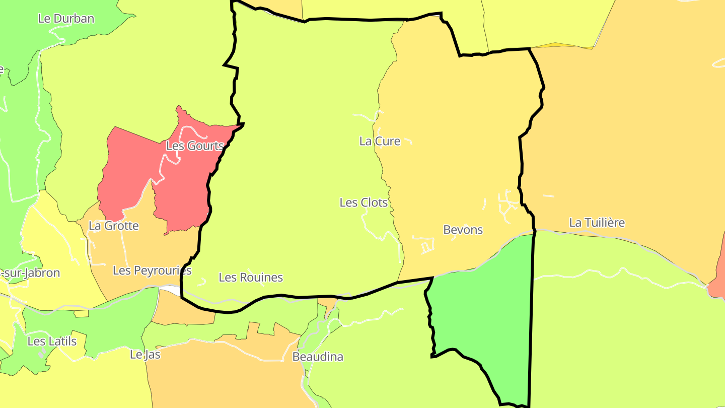 Carte des prix de l'immobilier Bevons