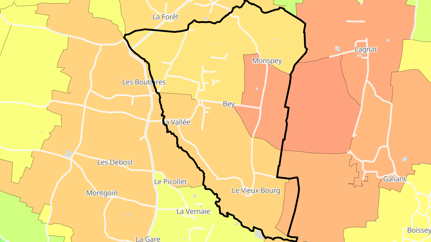 Carte des prix de l'immobilier Bey