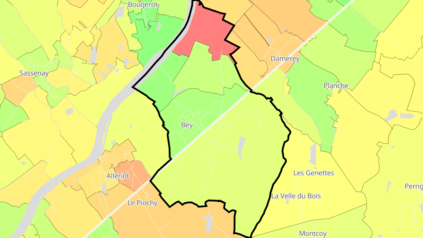 Carte des prix de l'immobilier Bey