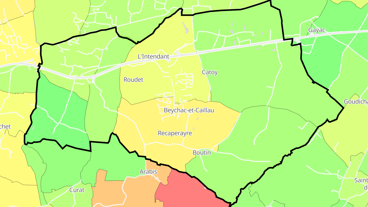 Carte des prix de l'immobilier Beychac-et-Caillau