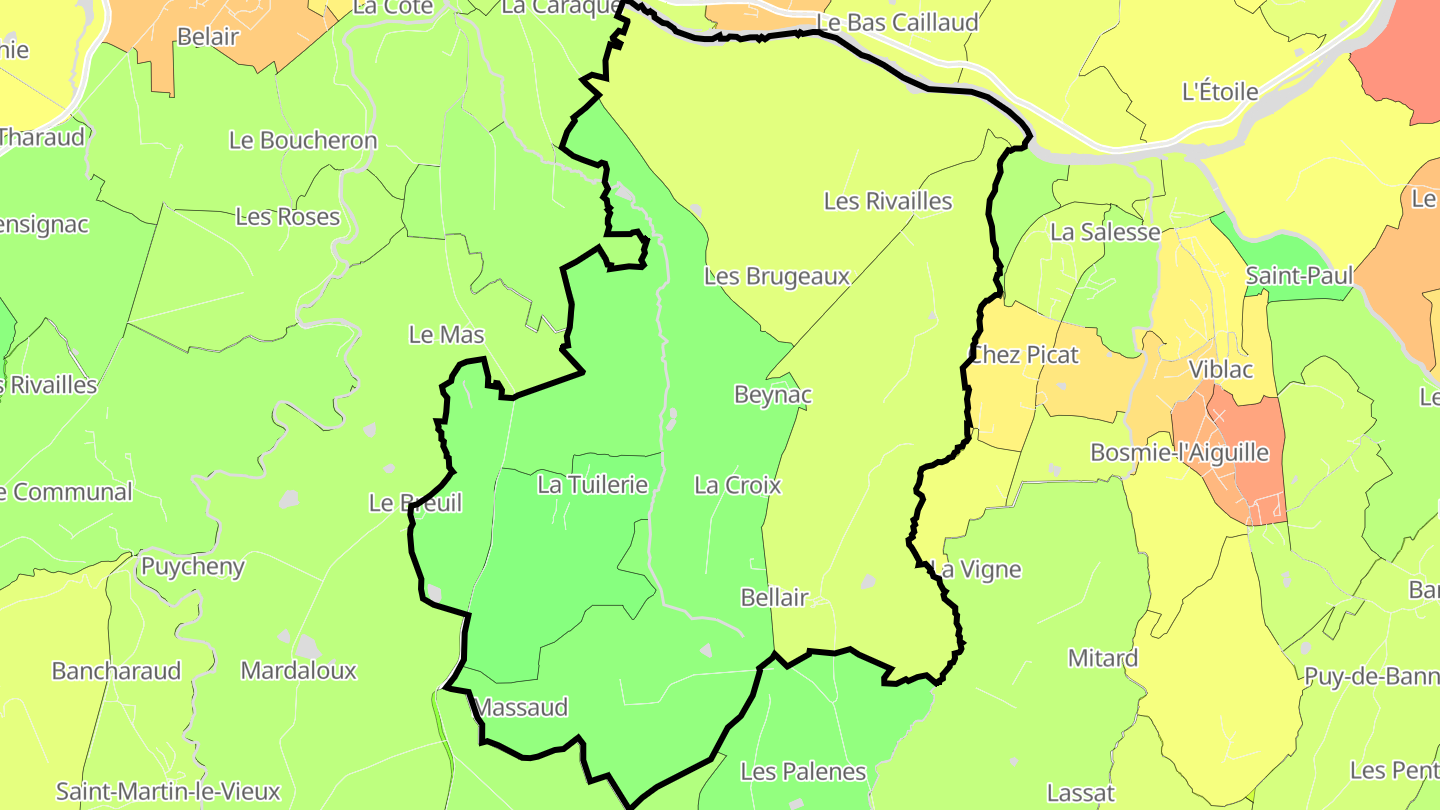 Carte des prix de l'immobilier Beynac
