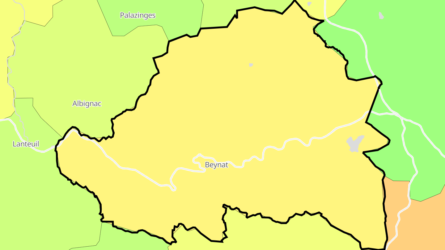 Carte des prix de l'immobilier Beynat